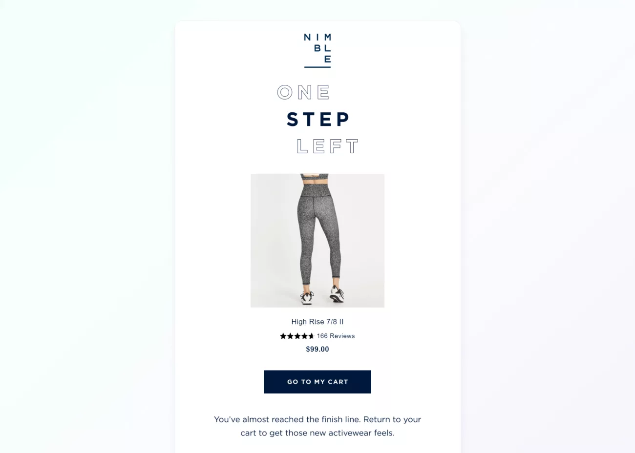 User-generated content of high-rise legging activewear for abandoned cart email marketing campaigns