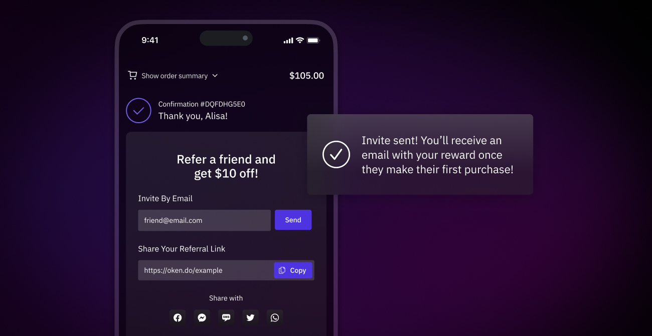 Post-checkout referral module